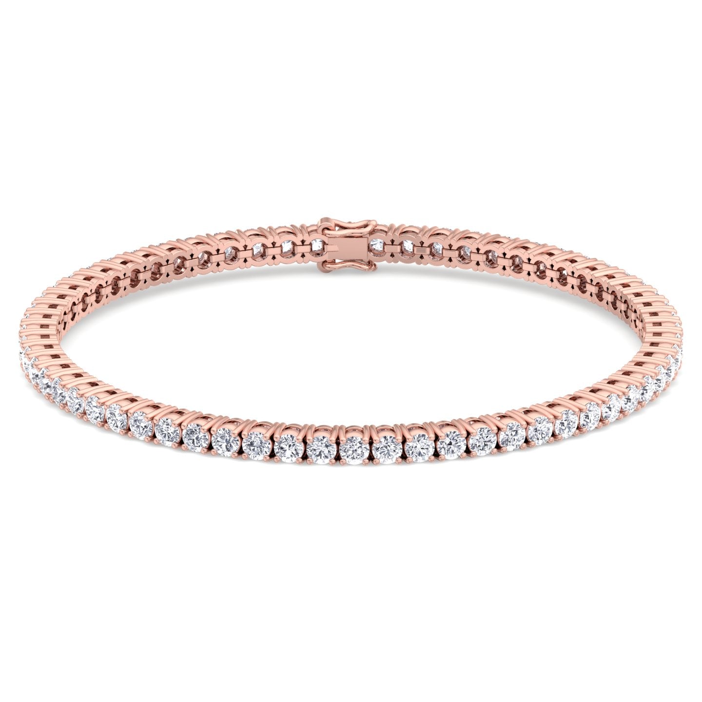 Four Prong Round Natural Diamond Tennis Bracelet