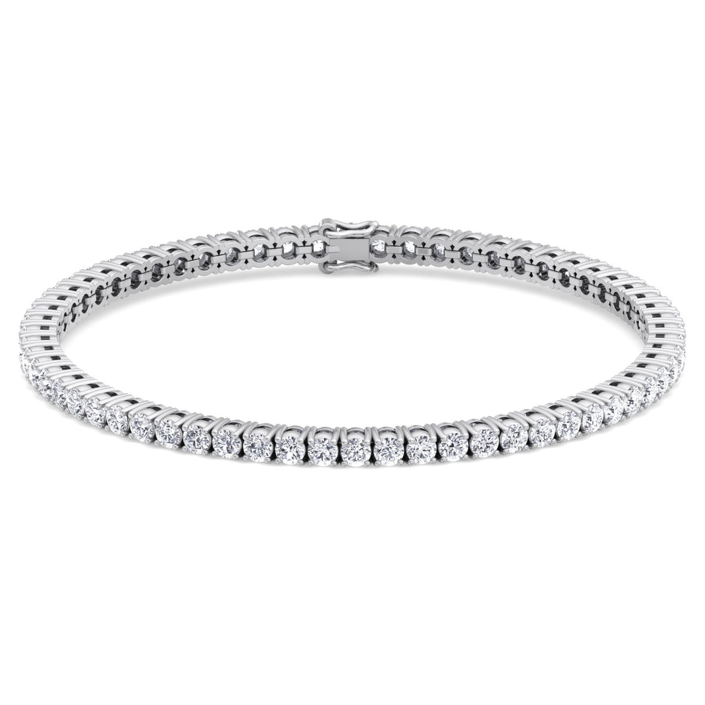 Four Prong Round Natural Diamond Tennis Bracelet