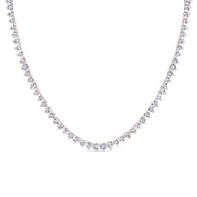 3 prong diamond tennis necklace in rose gold
