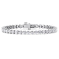 Three prong round natural diamond tennis bracelet in solid white gold