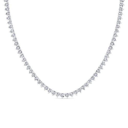 3 prong diamond tennis necklace in white gold