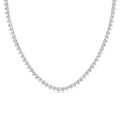 Three prong round lab grown diamond tennis necklace in white gold