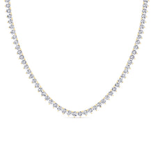 3 prong diamond tennis necklace in yellow gold