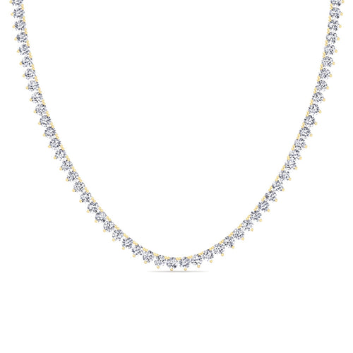 3 prong diamond tennis necklace in yellow gold