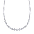 Bezel set graduated round lab grown diamond tennis necklace in white gold