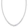 Three prong graduated round lab grown diamond tennis necklace in white gold