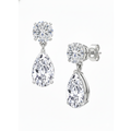 Marea pear and round diamond drop earrings in white gold