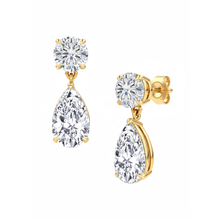 Marea pear and round diamond drop earrings in yellow gold