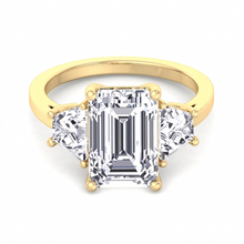 Vela three-stone natural diamond engagement ring in yellow gold
