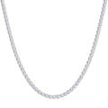 Four prong round lab grown diamond tennis necklace in white gold