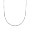 Bezel set round lab grown diamond tennis necklace in white gold